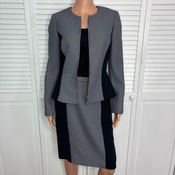 TAHARI Arthur S. Levine Houndstooth Skirt Suit Size 4