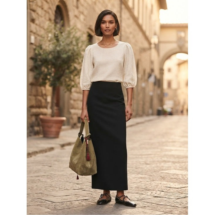 New MAX MARA Black Alce Knitted Maxi Skirt Size Small