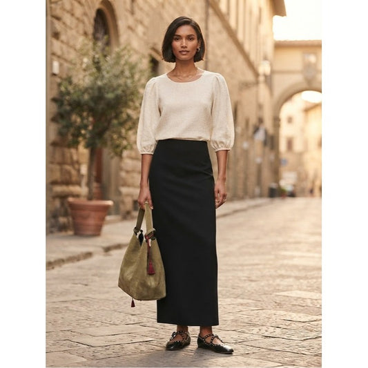 New MAX MARA Black Alce Knitted Maxi Skirt Size Small