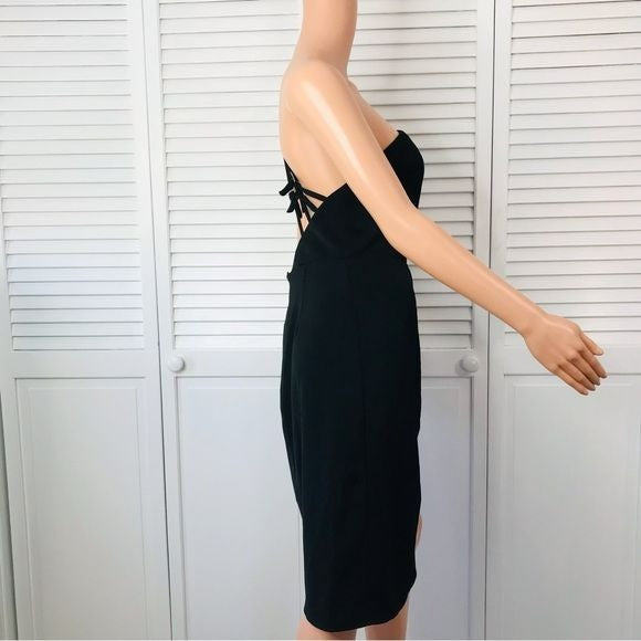 New NBD Black Moonlit Strappy One Shoulder Ruched Front Dress Size Medium
