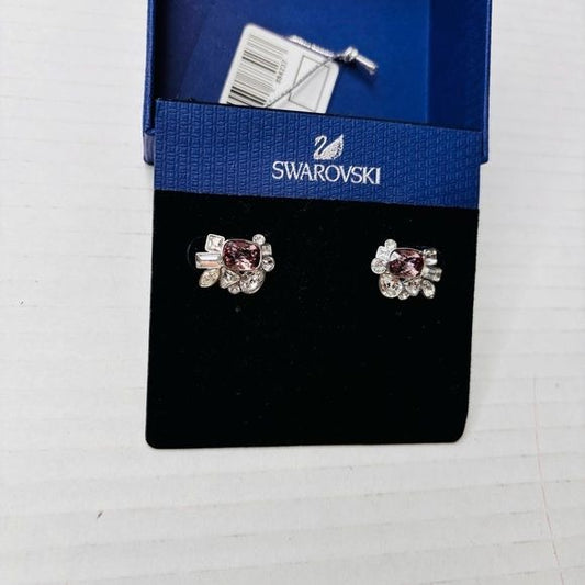 *NEW* SWAROVSKI Formidable Pierced Clear Pink Crystal Pave Earrings