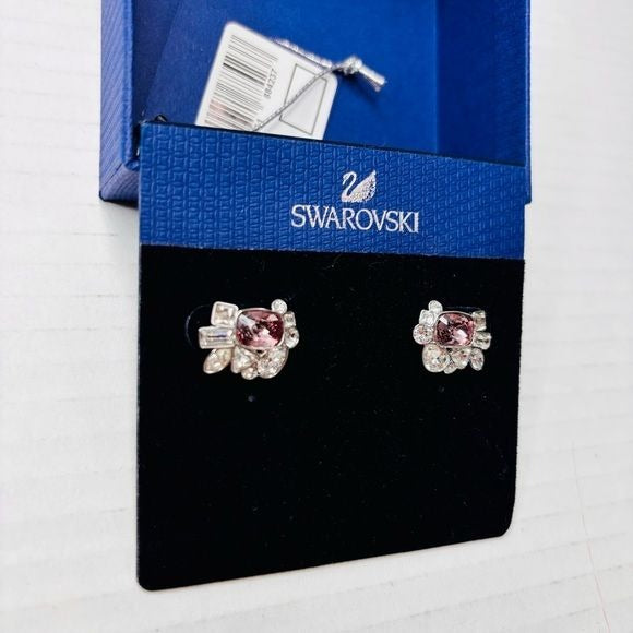 *NEW* SWAROVSKI Formidable Pierced Clear Pink Crystal Pave Earrings