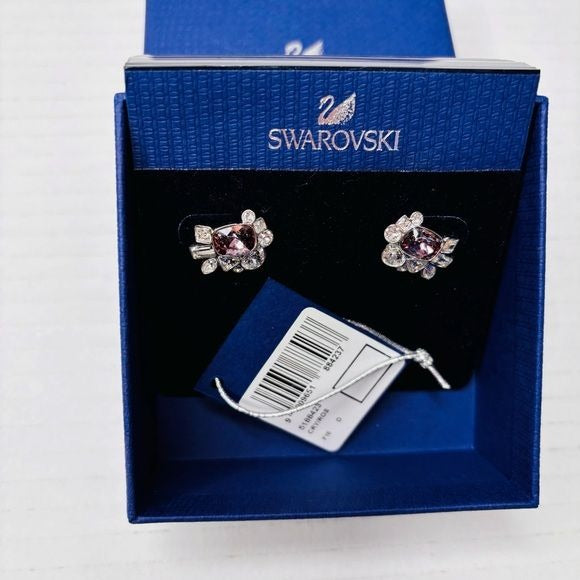 *NEW* SWAROVSKI Formidable Pierced Clear Pink Crystal Pave Earrings