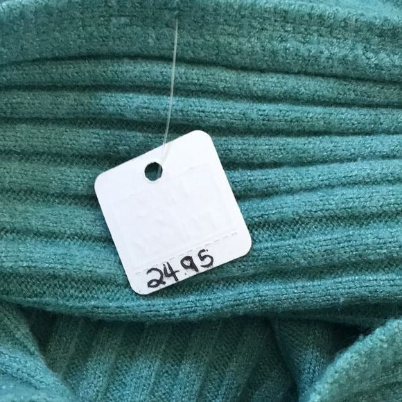New FINE & FUNKY Turquoise Ribbed Dolmas Sleeve Sweater One Size