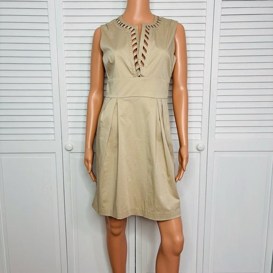 ADAM by Adam Lippes Sleeveless V-Neck Dress in Khaki Size 4