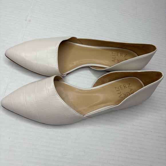 New NATURALIZER Kristin Half D'orsay Pointed Toe Flats in White Size 8