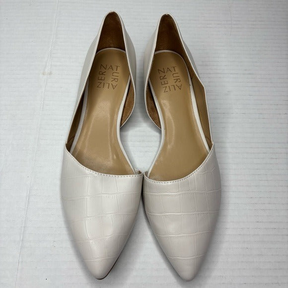 New NATURALIZER Kristin Half D'orsay Pointed Toe Flats in White Size 8