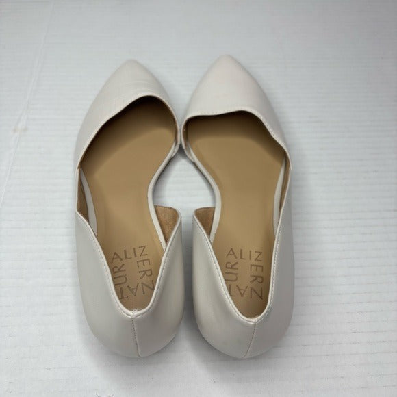 New NATURALIZER Kristin Half D'orsay Pointed Toe Flats in White Size 8