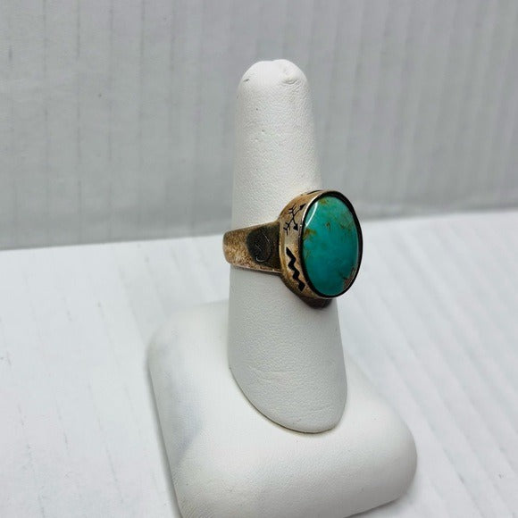 CAROLYN POLLACK Vintage Sterling Silver Turquoise Ring Size 7