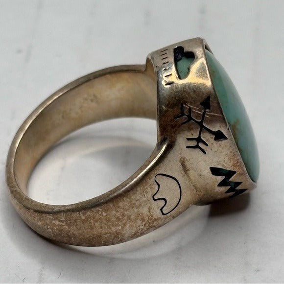 CAROLYN POLLACK Vintage Sterling Silver Turquoise Ring Size 7