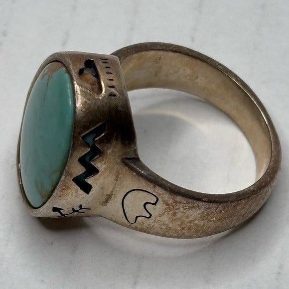 CAROLYN POLLACK Vintage Sterling Silver Turquoise Ring Size 7