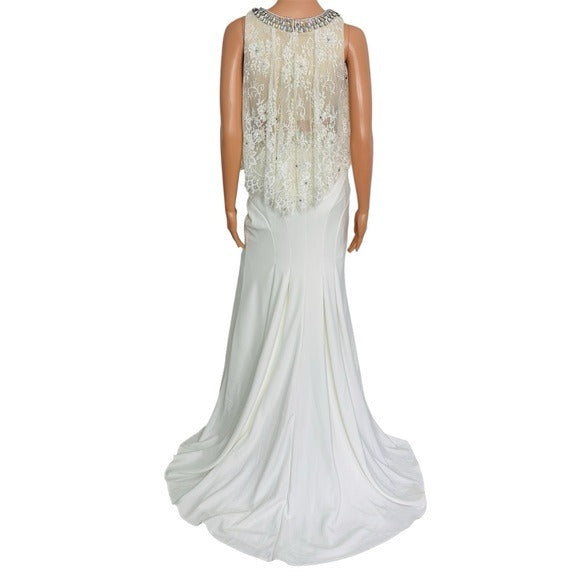 TONY BOWLS Tamia White Lace Overlay 2 Piece Gown Size 2