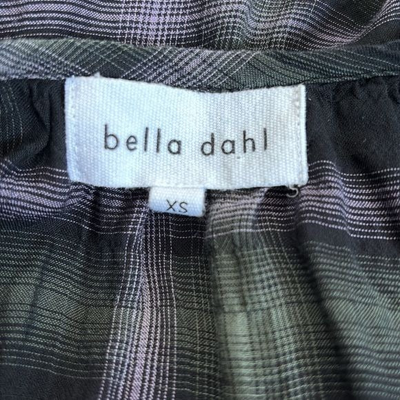 BELLA DAHL Plaid Tie Neck Top Size XS