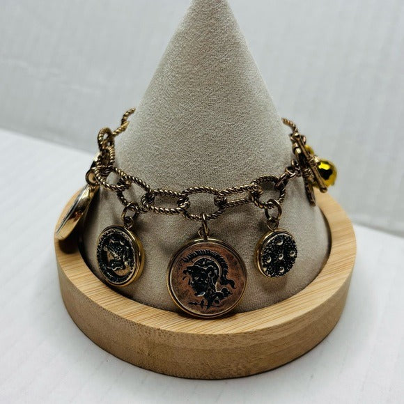 AMY KAHN RUSSELL Vintage Gold Rare Coin Charm Bracelet