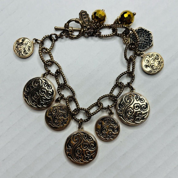 AMY KAHN RUSSELL Vintage Gold Rare Coin Charm Bracelet
