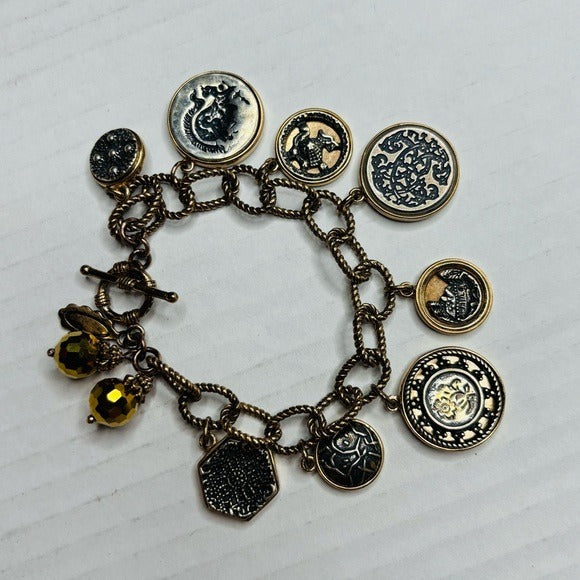 AMY KAHN RUSSELL Vintage Gold Rare Coin Charm Bracelet