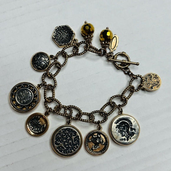 AMY KAHN RUSSELL Vintage Gold Rare Coin Charm Bracelet