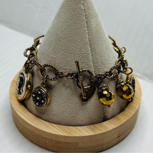 AMY KAHN RUSSELL Vintage Gold Rare Coin Charm Bracelet