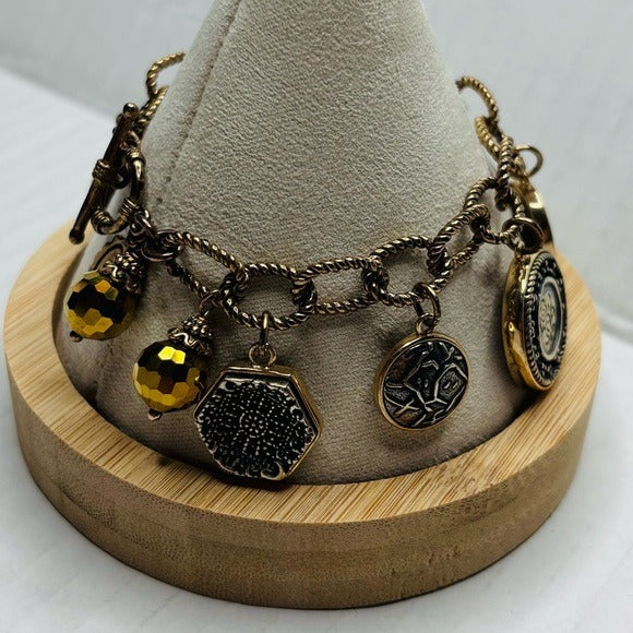 AMY KAHN RUSSELL Vintage Gold Rare Coin Charm Bracelet