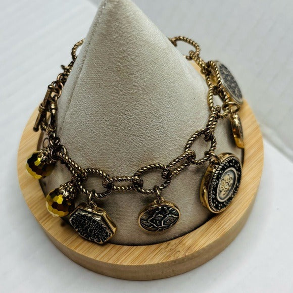 AMY KAHN RUSSELL Vintage Gold Rare Coin Charm Bracelet