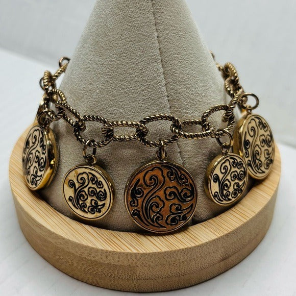 AMY KAHN RUSSELL Vintage Gold Rare Coin Charm Bracelet