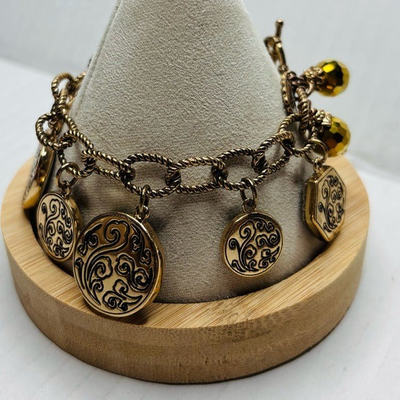 AMY KAHN RUSSELL Vintage Gold Rare Coin Charm Bracelet