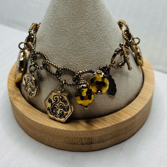 AMY KAHN RUSSELL Vintage Gold Rare Coin Charm Bracelet
