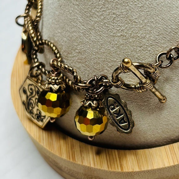 AMY KAHN RUSSELL Vintage Gold Rare Coin Charm Bracelet
