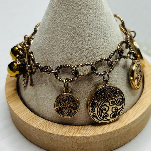AMY KAHN RUSSELL Vintage Gold Rare Coin Charm Bracelet