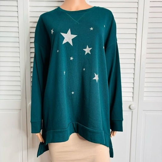 *NEW* LANE BRYANT Scattered Stars High-Low Graphic Sweatshirt Size 18/20