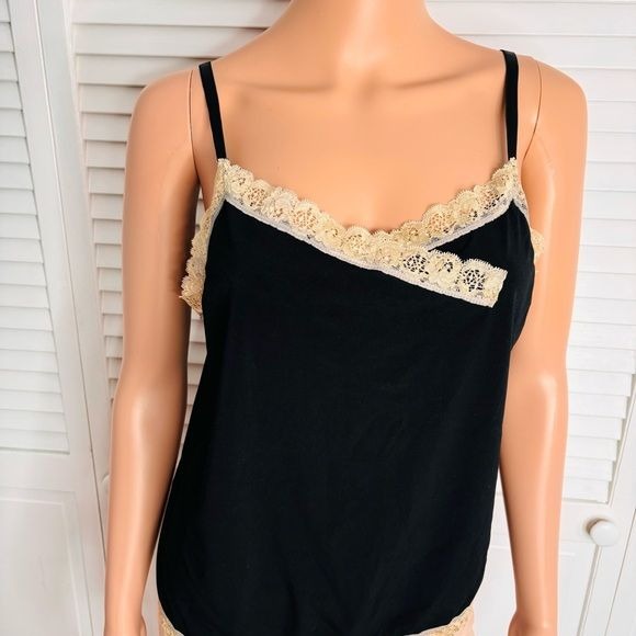 *NEW* LANE BRYANT Black Ivory Lace Trim Camisole Size 14/16