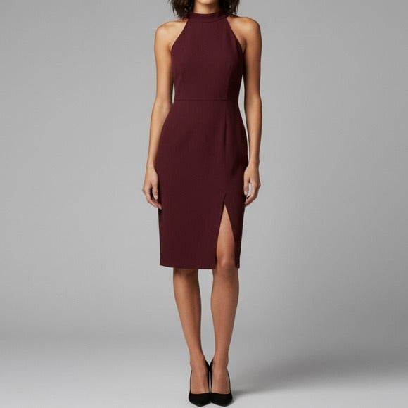 BANANA REPUBLIC Wine Red Sleeveless Sheath Dress with Asymmetrical Slit Size 2P