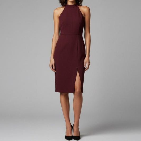 BANANA REPUBLIC Wine Red Sleeveless Sheath Dress with Asymmetrical Slit Size 2P