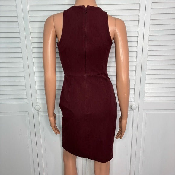 BANANA REPUBLIC Wine Red Sleeveless Sheath Dress with Asymmetrical Slit Size 2P