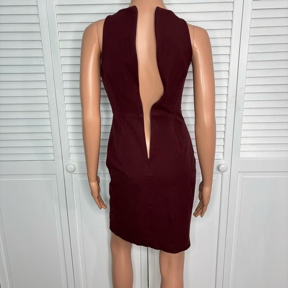 BANANA REPUBLIC Wine Red Sleeveless Sheath Dress with Asymmetrical Slit Size 2P