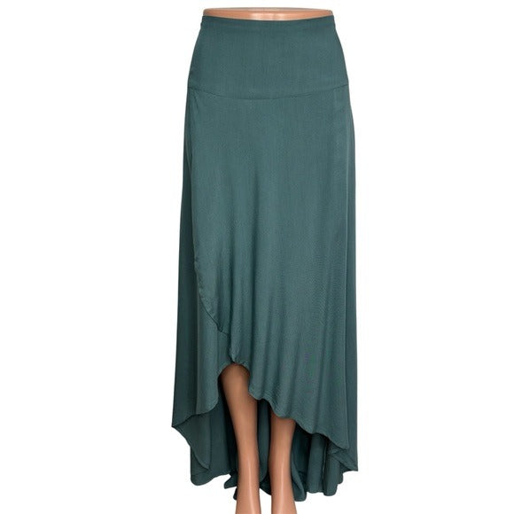 O’NEILL Ambrosio Dark Sage Green High-Low Maxi Skirt Size Large
