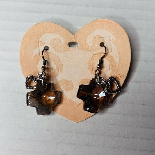 New BRIGHTON Karma Cross Vintage Gray Earrings