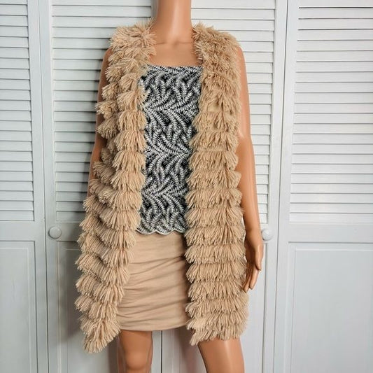 WAYF Blush Pink Fringe Vest Size Medium