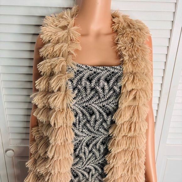 WAYF Blush Pink Fringe Vest Size Medium