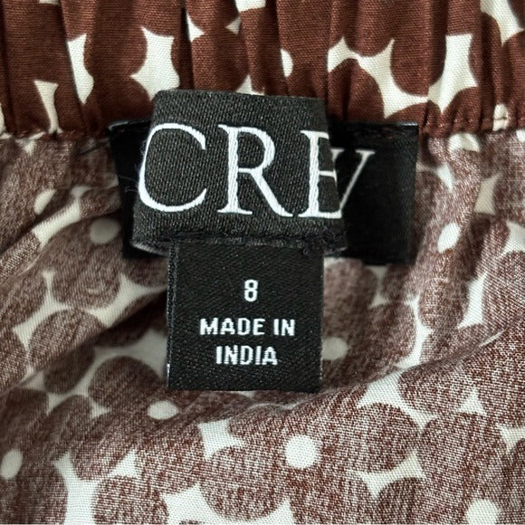 J. CREW Drop-waist Cotton Poplin Mini Dress In Mocha Floral Size 8