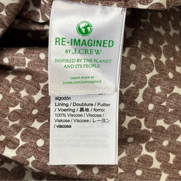 J. CREW Drop-waist Cotton Poplin Mini Dress In Mocha Floral Size 8