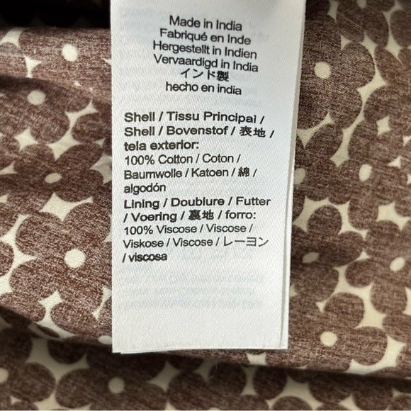 J. CREW Drop-waist Cotton Poplin Mini Dress In Mocha Floral Size 8