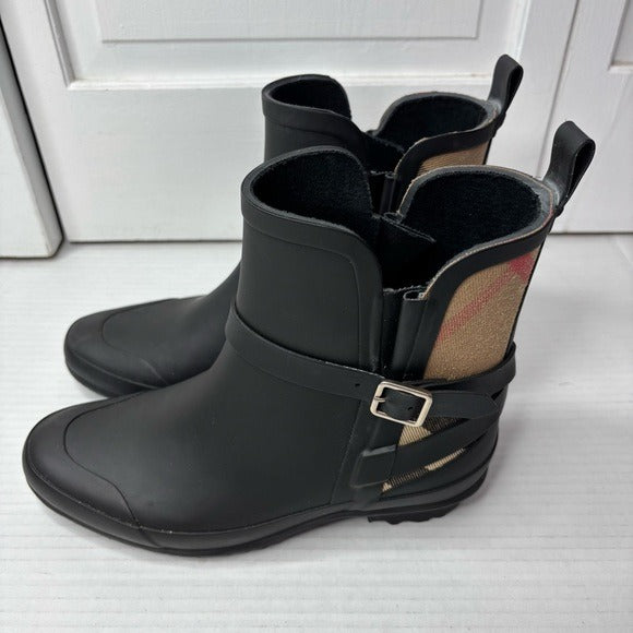 New BURBERRY Riddlestone Wrap Rain Booties Size 5