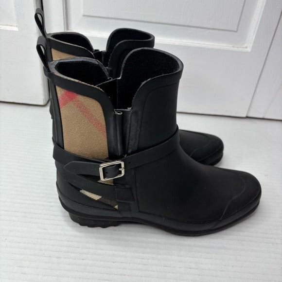 New BURBERRY Riddlestone Wrap Rain Booties Size 5
