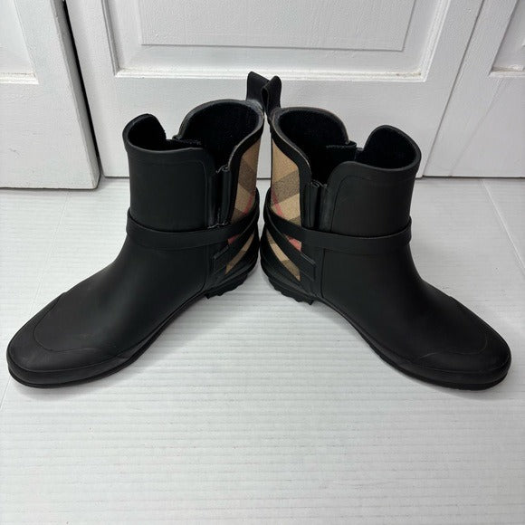 New BURBERRY Riddlestone Wrap Rain Booties Size 5