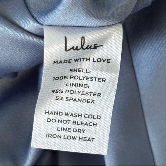 New LULUS Easy Listening Slate Blue Cold-Shoulder Wrap Maxi Dress Size Large