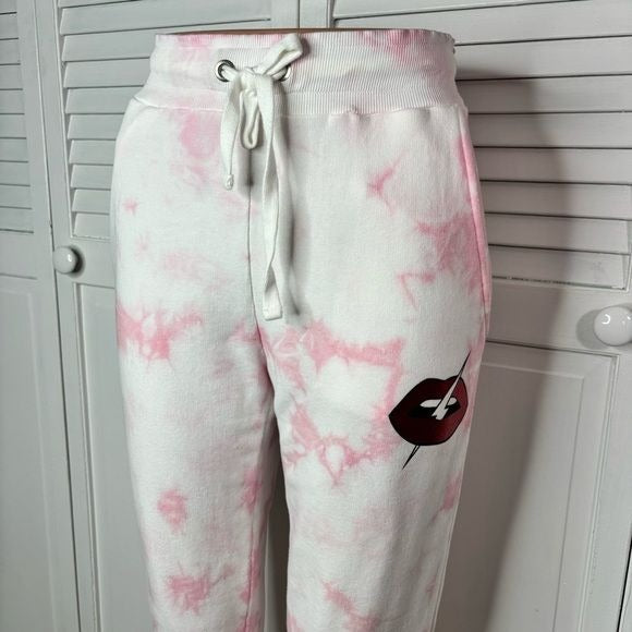 CHRLDR Lips Pink White Tie-Dye Sweatpants Size Small