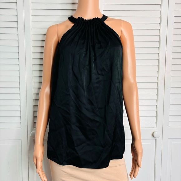 KOBI HALPERIN Black Silk Pleated Halter Blouse Size XS