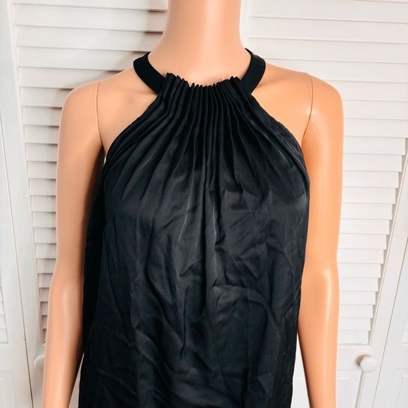 KOBI HALPERIN Black Silk Pleated Halter Blouse Size XS