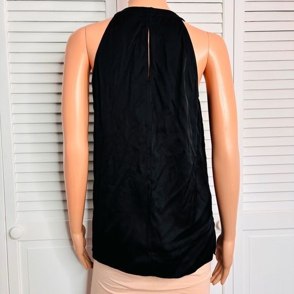 KOBI HALPERIN Black Silk Pleated Halter Blouse Size XS